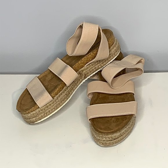 F21 - Platform Beige Jute Sandals - Picture 1 of 2